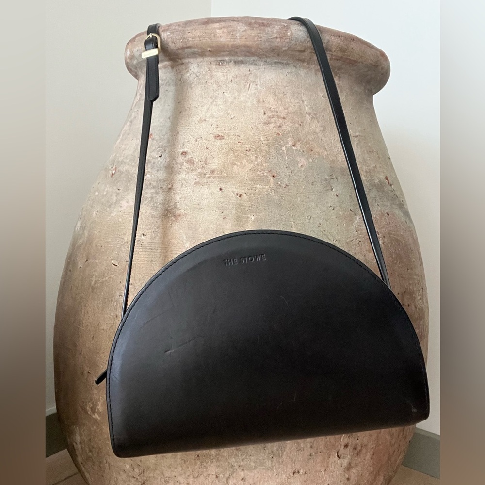Black Half-Moon Leather Shoulder Bag